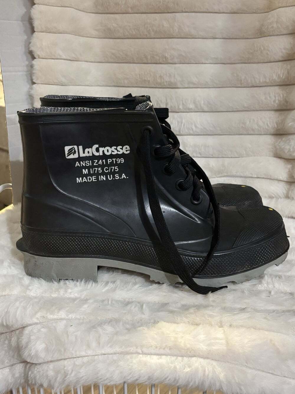 LaCrosse Steel Toe Rubber Work Boots Men's 8 ANSI Z41  PT99 Black Vintage